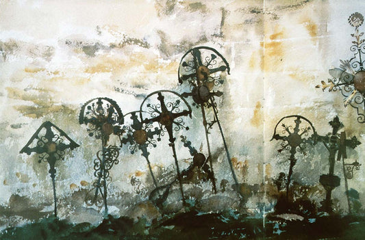 John Singer Sargent - Graveyard Watercolor Painting